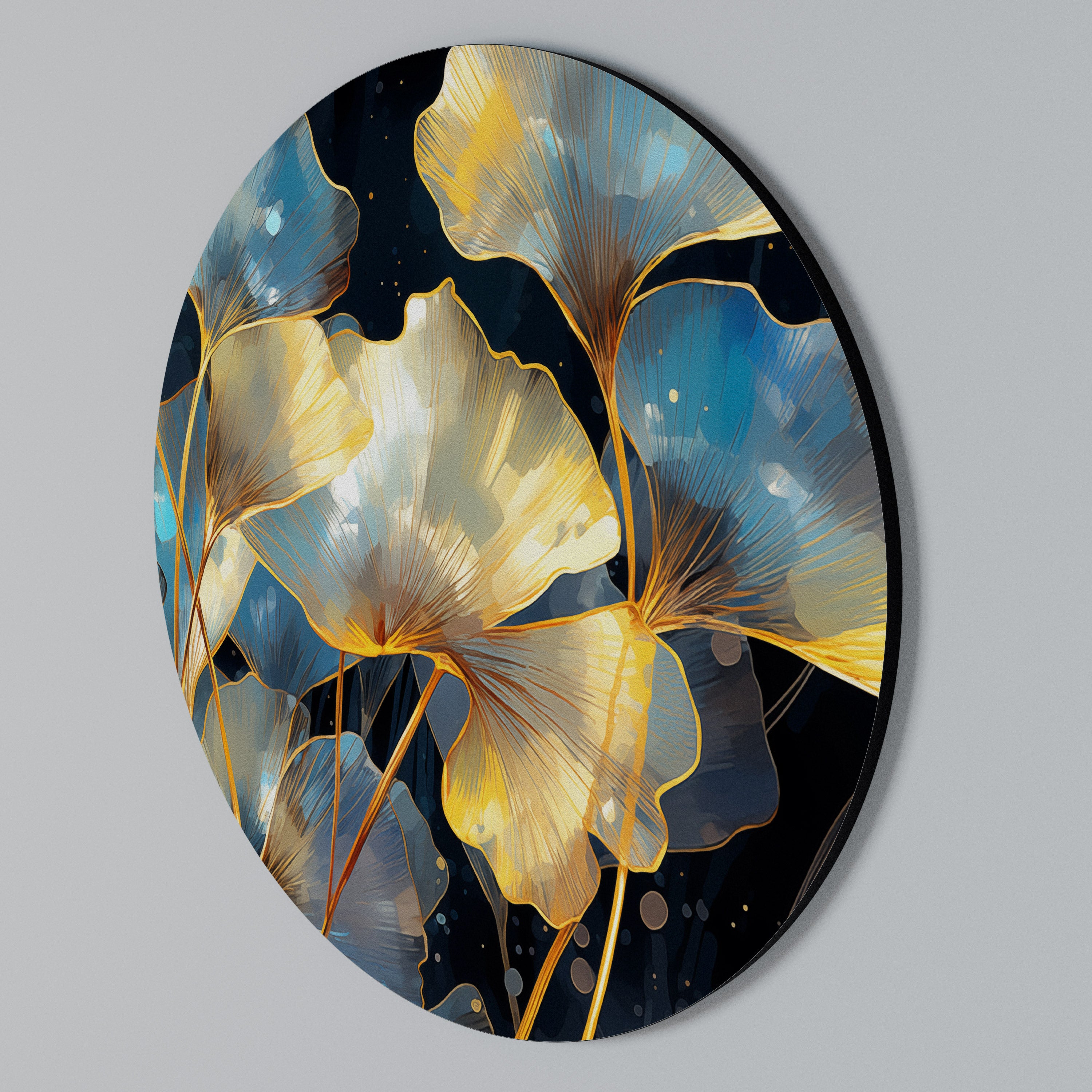 GLIMMERING GINKGO DREAMS Arte de pared redondo