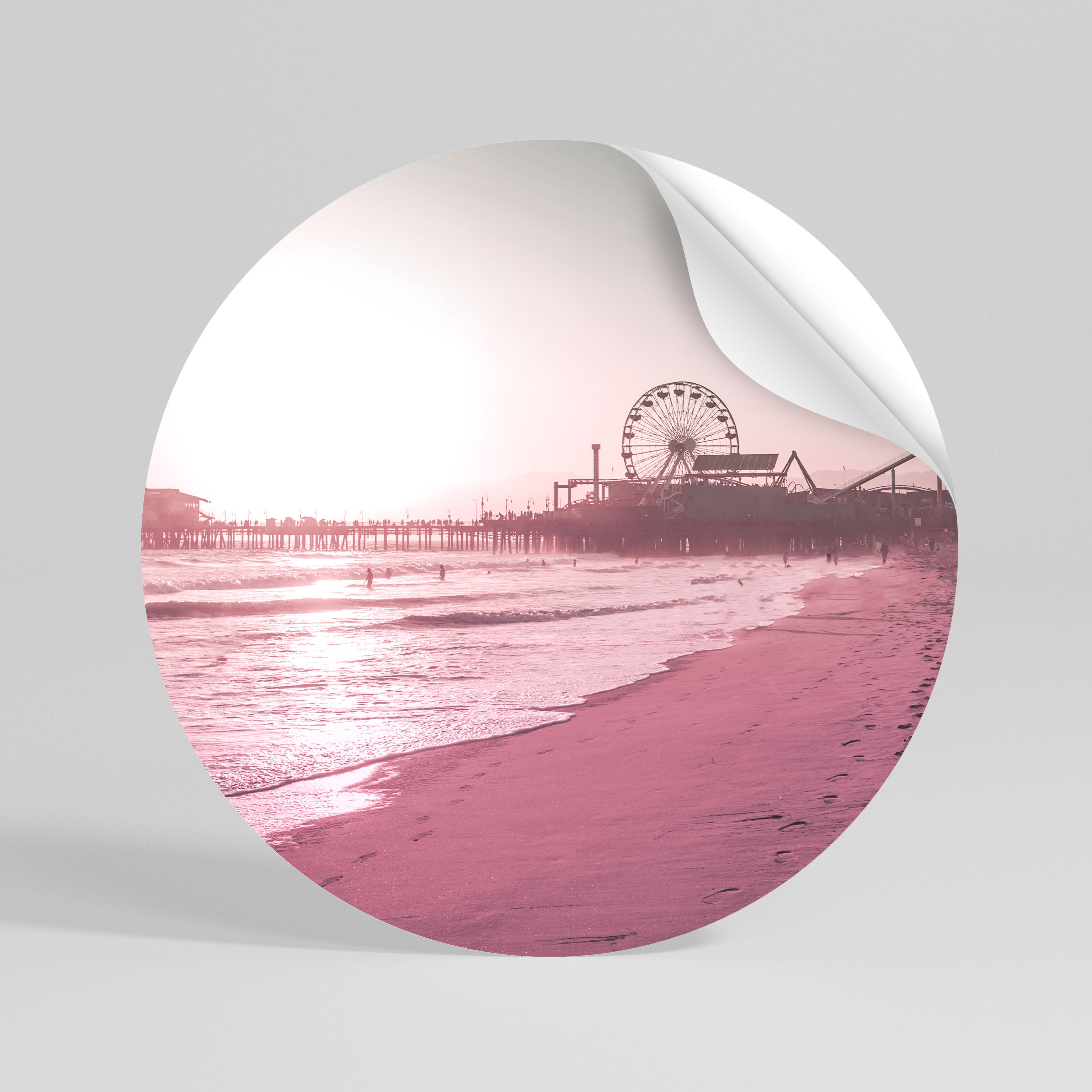 PASTEL COAST VIBES Runder Wandsticker zum Abziehen und Aufkleben