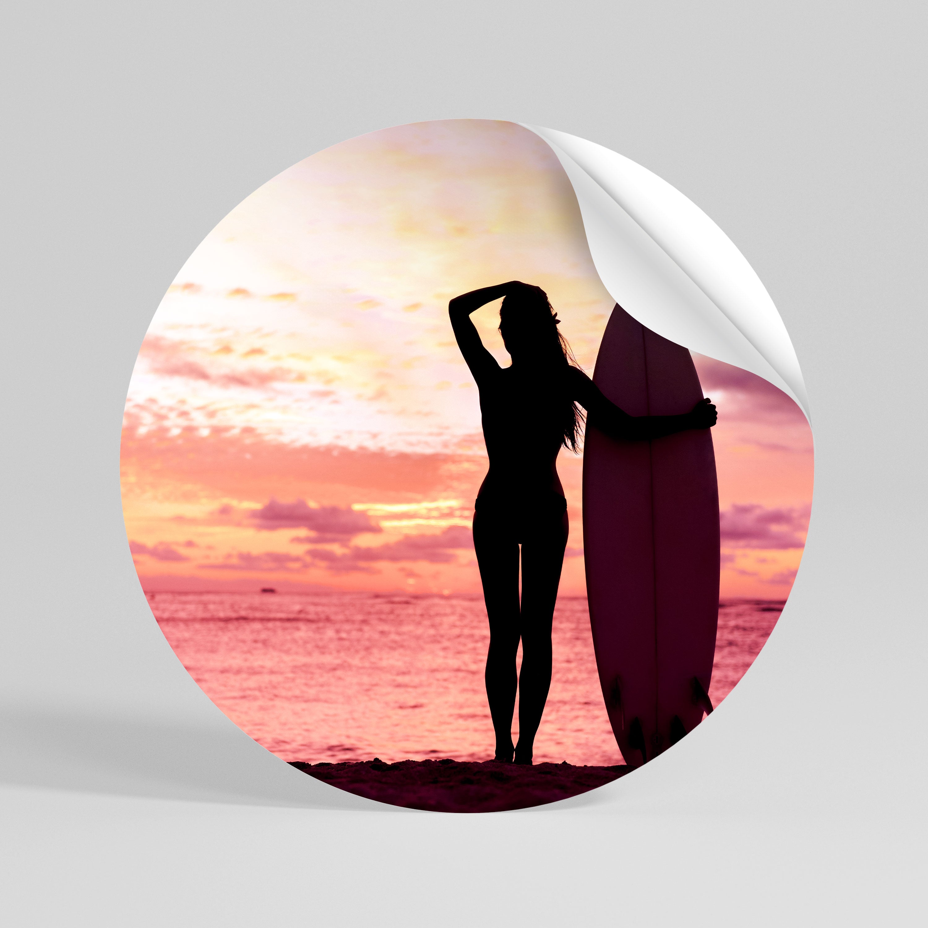 SUNSET SURF SPIRIT Runder Wandsticker zum Abziehen und Aufkleben