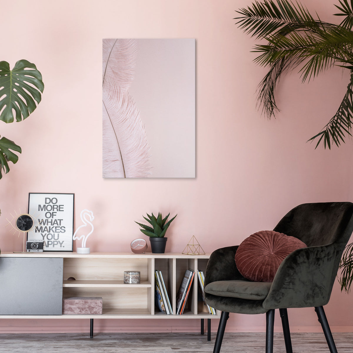 WHISPERING PINK FEATHERS Κατακόρυφος Πίνακας σε Καμβά