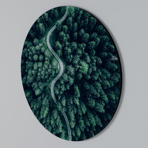 FORESTED SERPENTINE ROUTE Arte de pared redondo