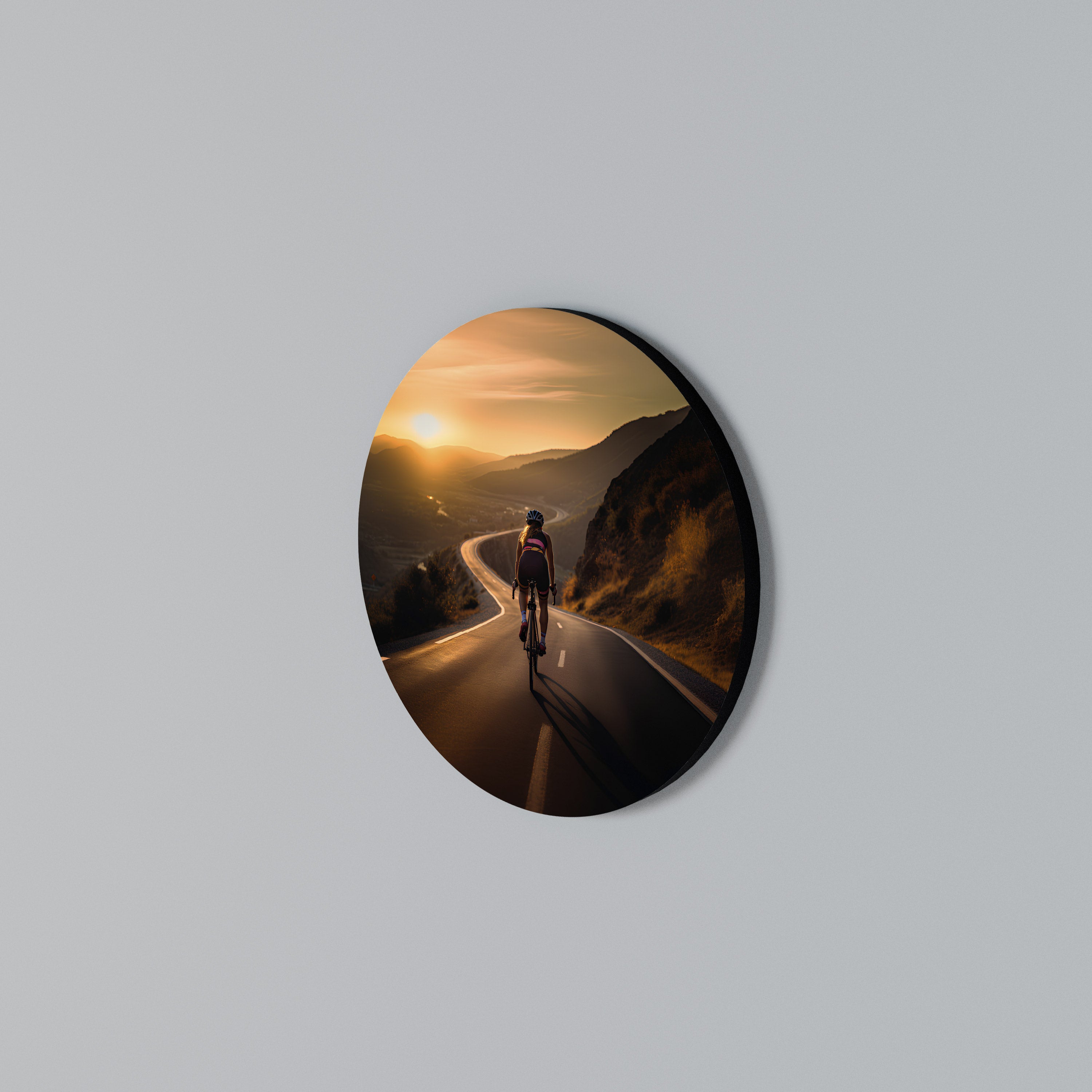 RIDE INTO GOLD Rundes Wandbild