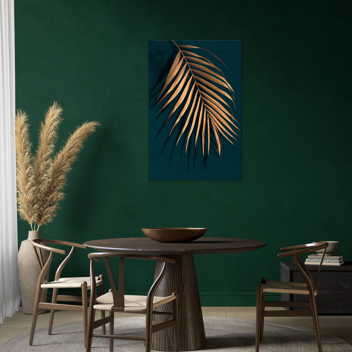 GOLDEN PALM WHISPERS Stampa su tela verticale