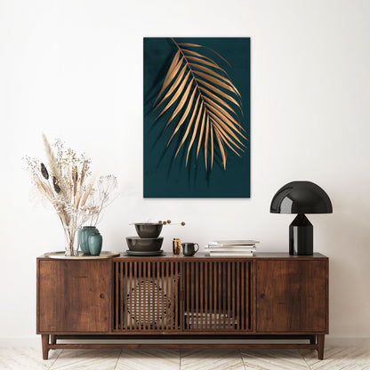 GOLDEN PALM WHISPERS Stampa su tela verticale