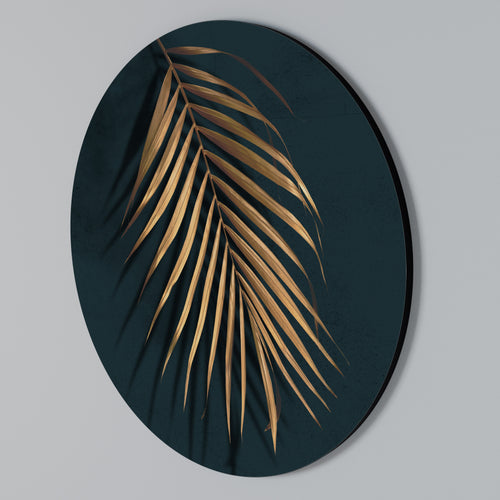 GOLDEN PALM WHISPERS Round Wall Art