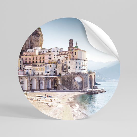 SEASIDE ARCHITECTURAL FANTASY Adesivo rotondo riposizionabile