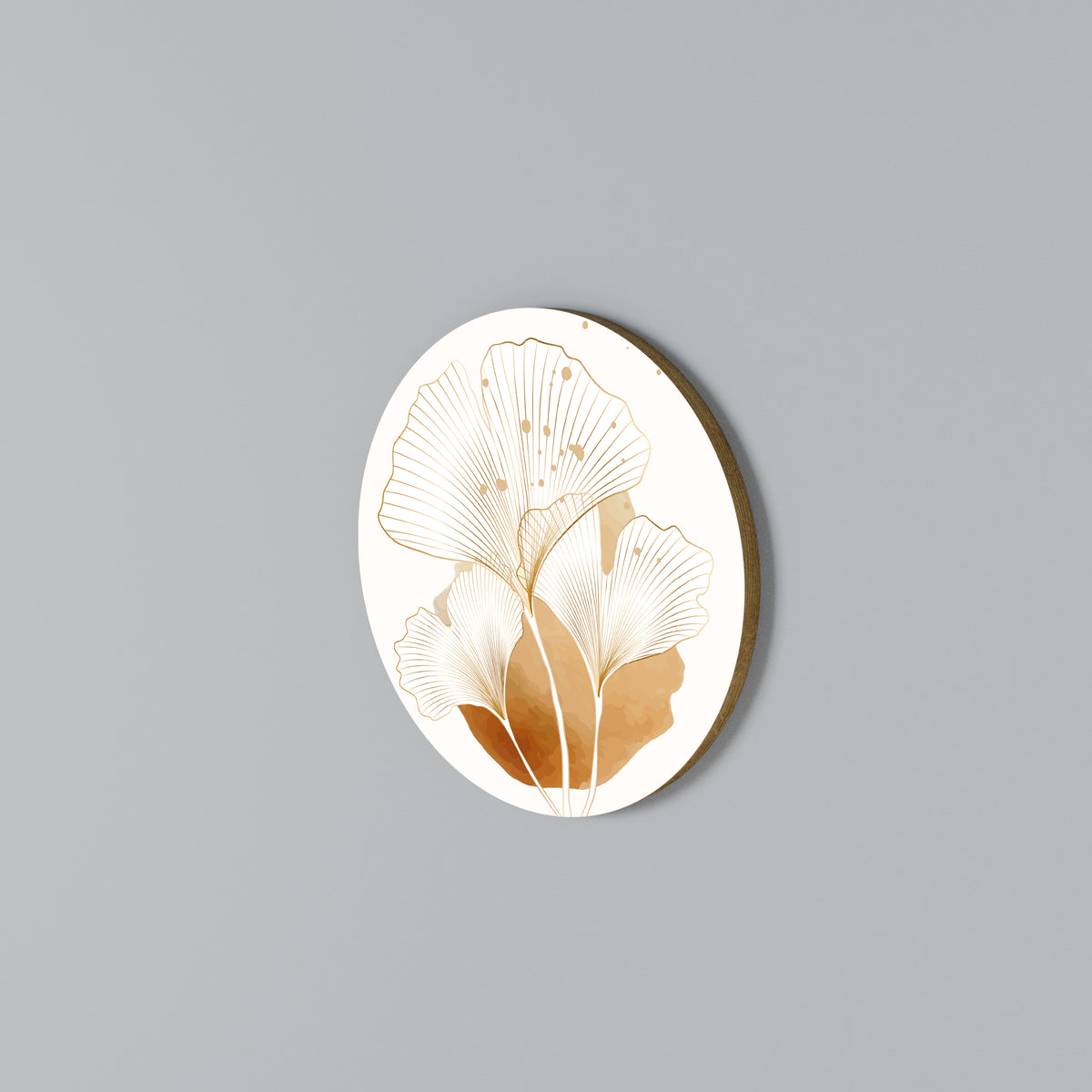 GOLDEN GINKGO DREAMS Kulatá nástěnná dekorace