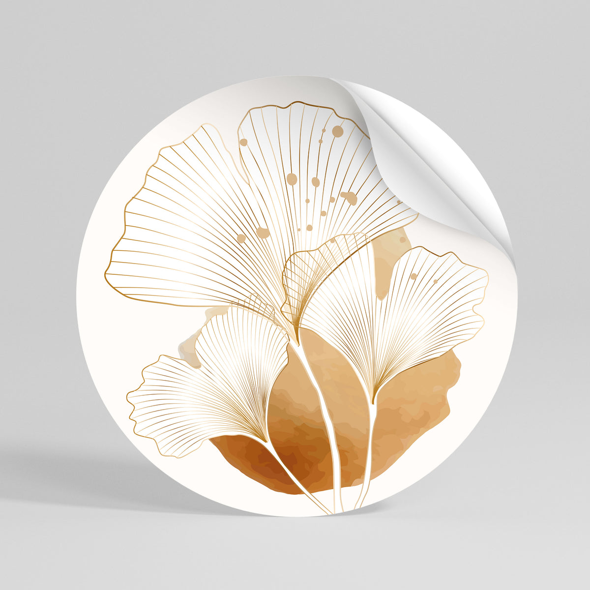 GOLDEN GINKGO DREAMS Adesivo rotondo riposizionabile