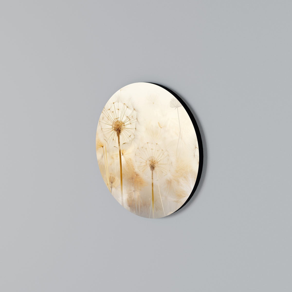 DREAMY DANDELION FIELDS Rundes Wandbild