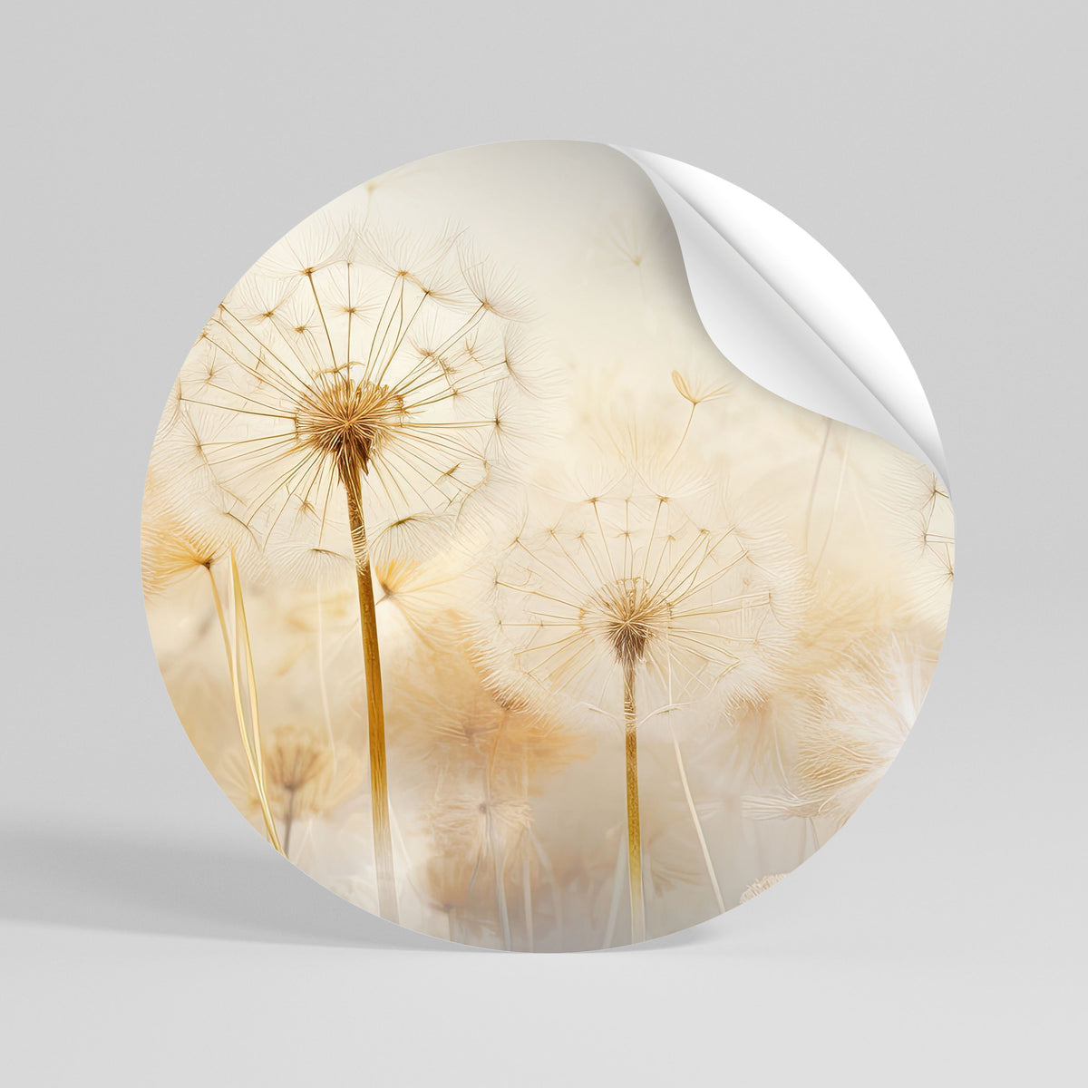 DREAMY DANDELION FIELDS Vinilo adhesivo redondo