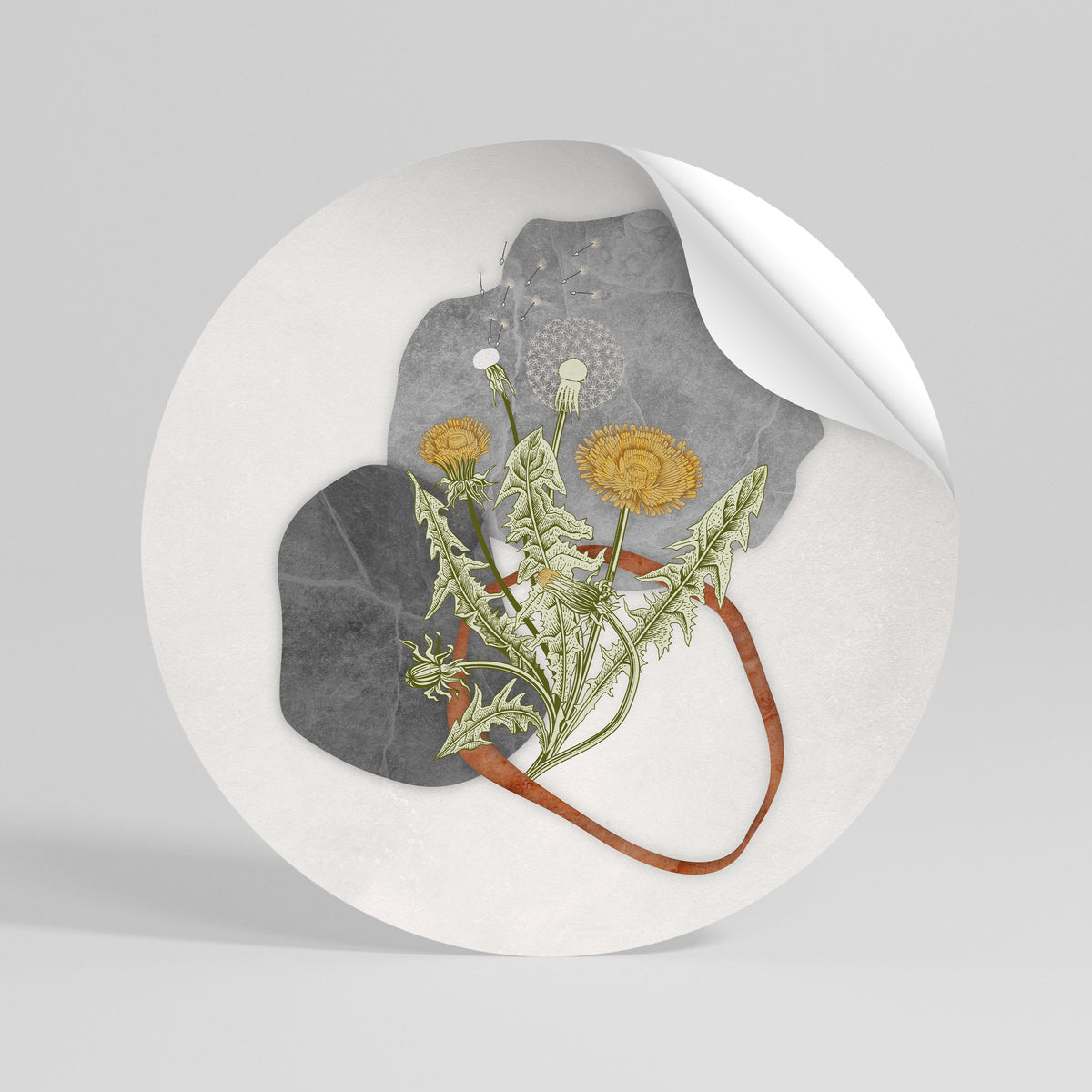 DANDELION RING Runder Wandsticker zum Abziehen und Aufkleben