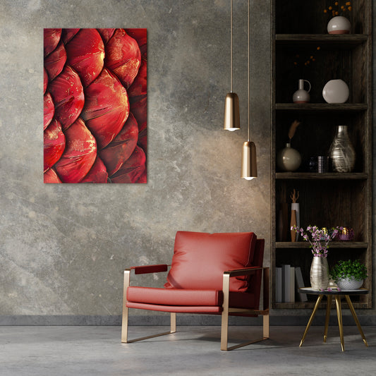 RUBY PETAL DANCE Vertical Canvas Print