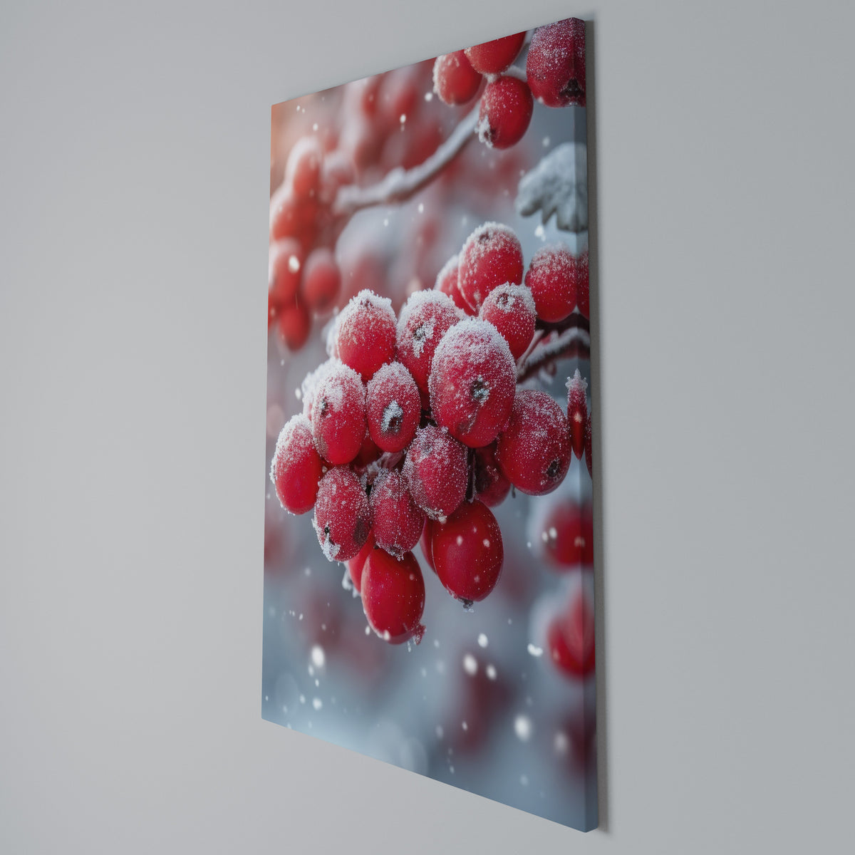 WINTER'S CRIMSON TREASURES Quadro em tela vertical