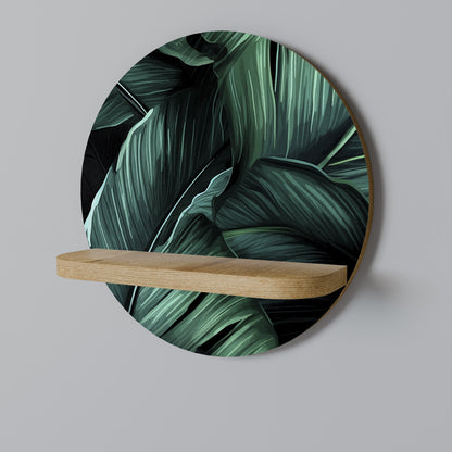 LEAFY ELEGANCE Round Art Shelf In Oak Effect