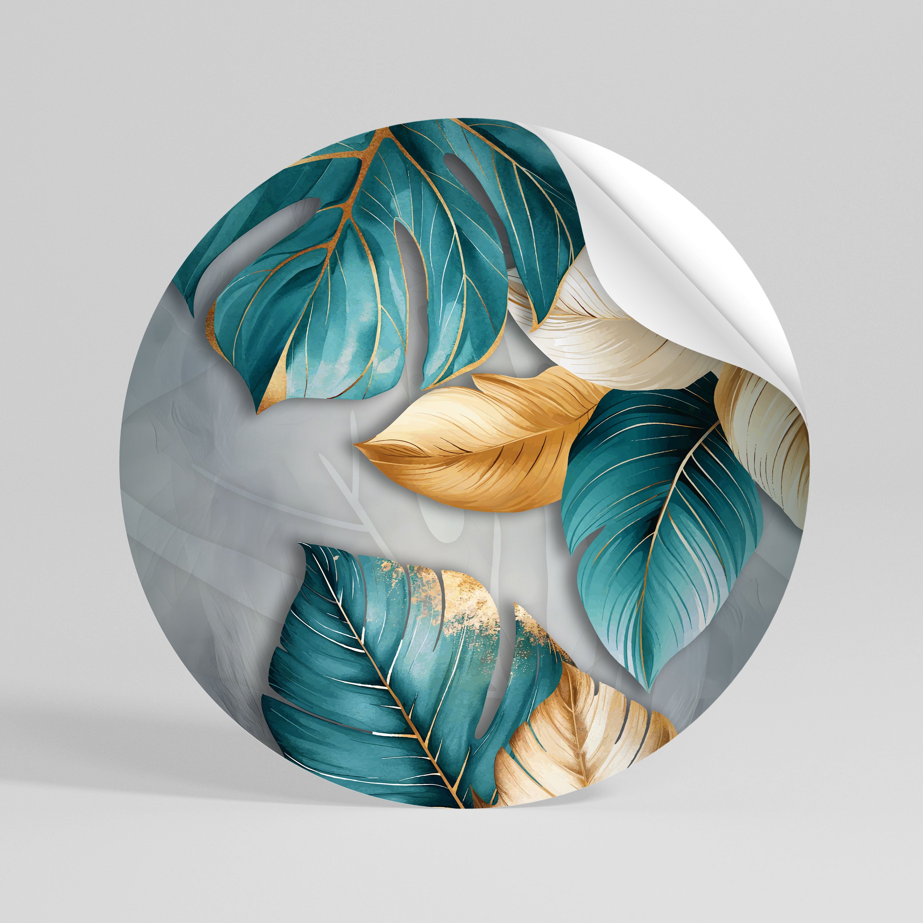 ELEGANCE IN LEAVES Rund väggdekal