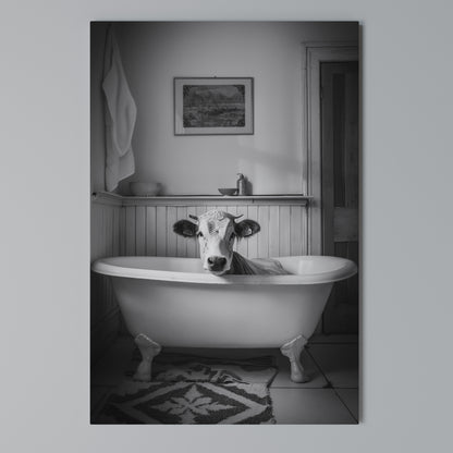 COW IN RELAXATION Κατακόρυφος Πίνακας σε Καμβά