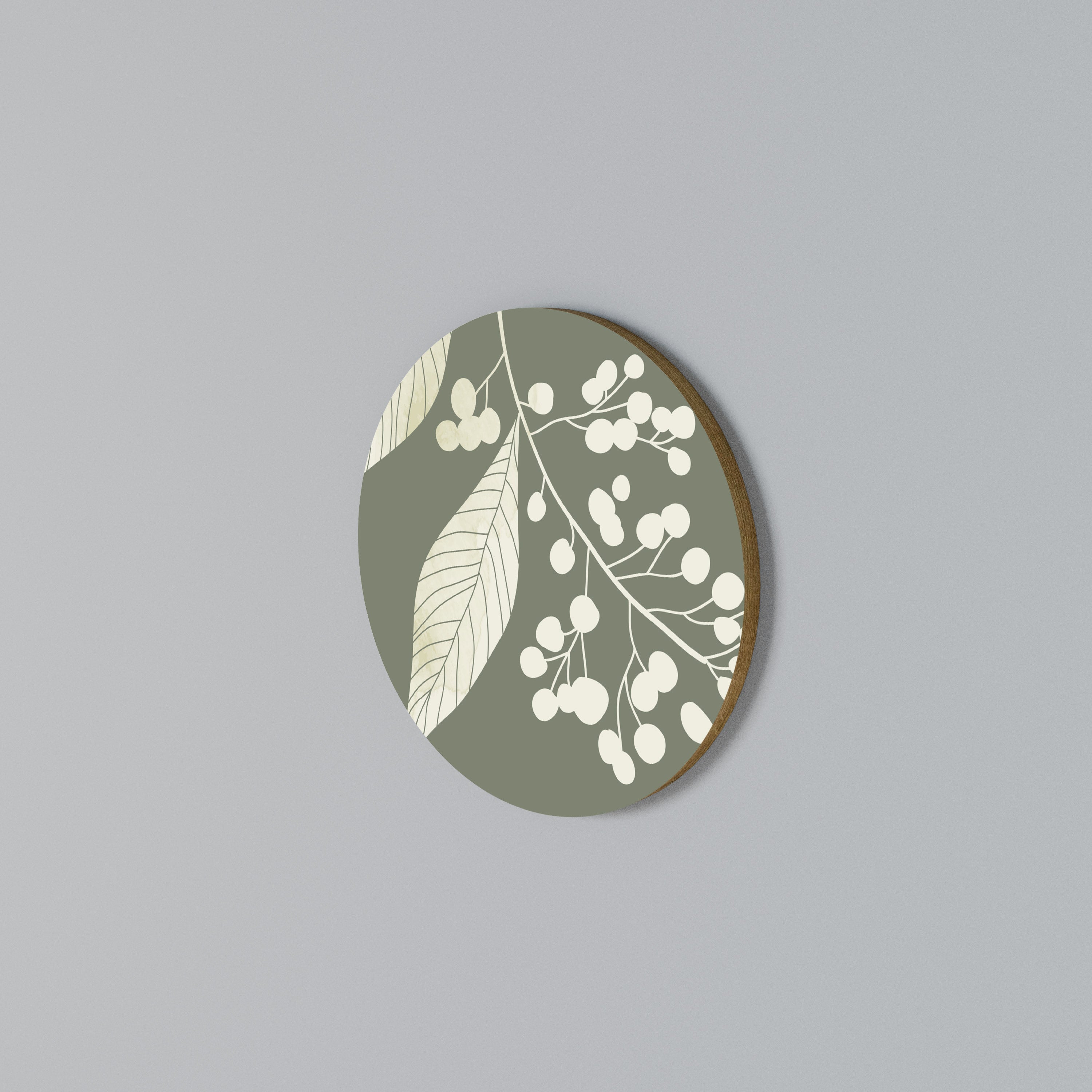 SERENE LEAFY FANTASIES Round Wall Art