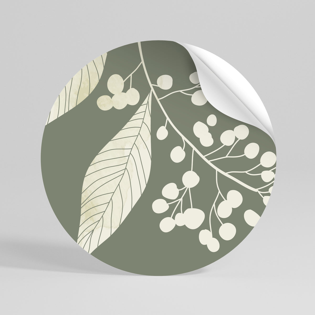 SERENE LEAFY FANTASIES Adesivo rotondo riposizionabile