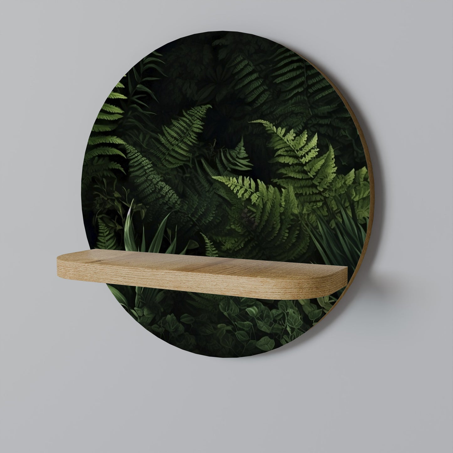 FERN SECRETS Round Art Shelf In Oak Effect