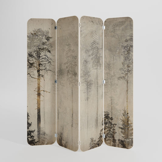 FADE IN THE TREES 4-Panel Plywood Room Divider