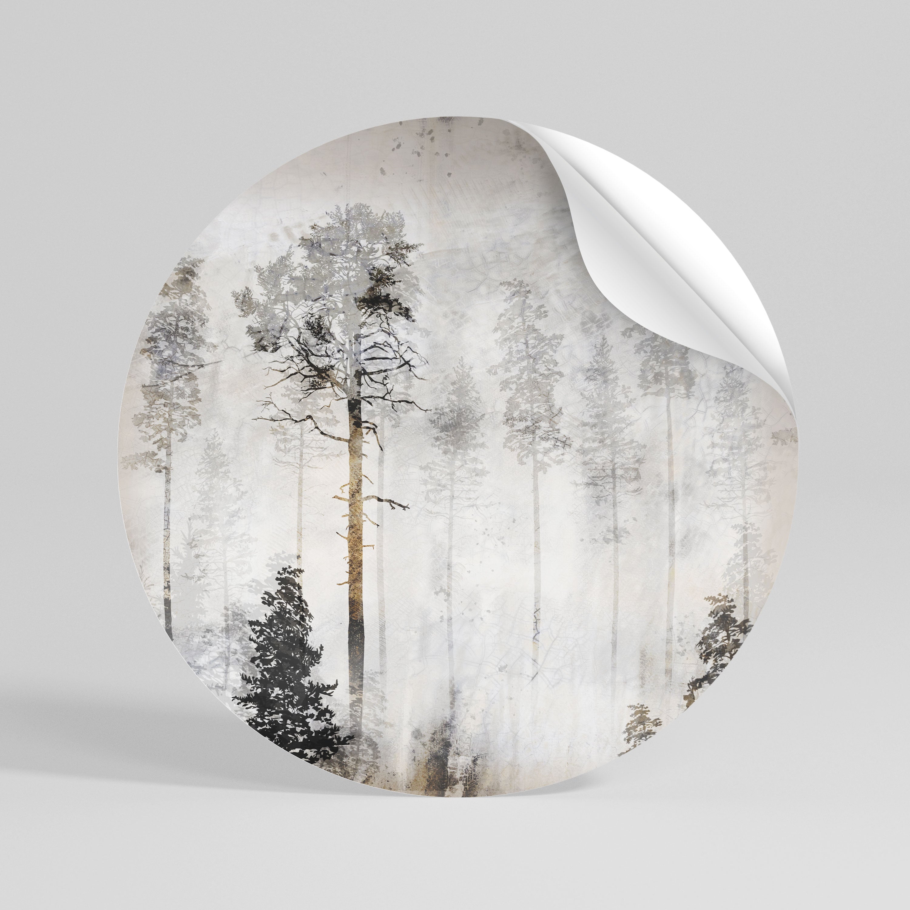 FADE IN THE TREES Peel and Stick Round Sticker