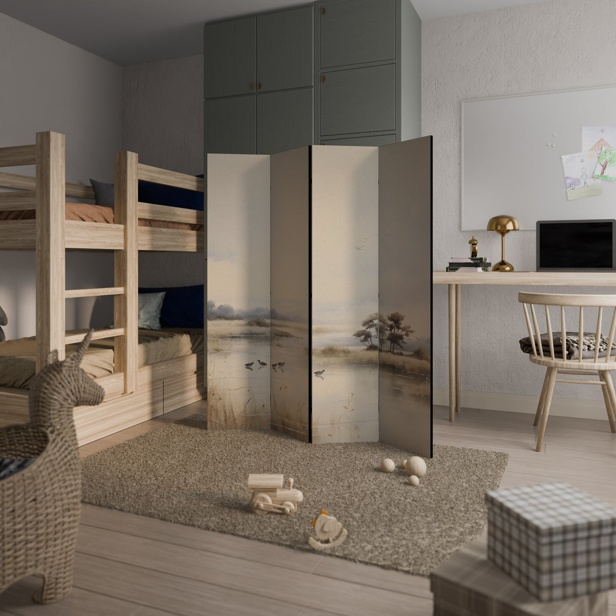 LAKESIDE NOSTALGY 4-Panel Room Divider