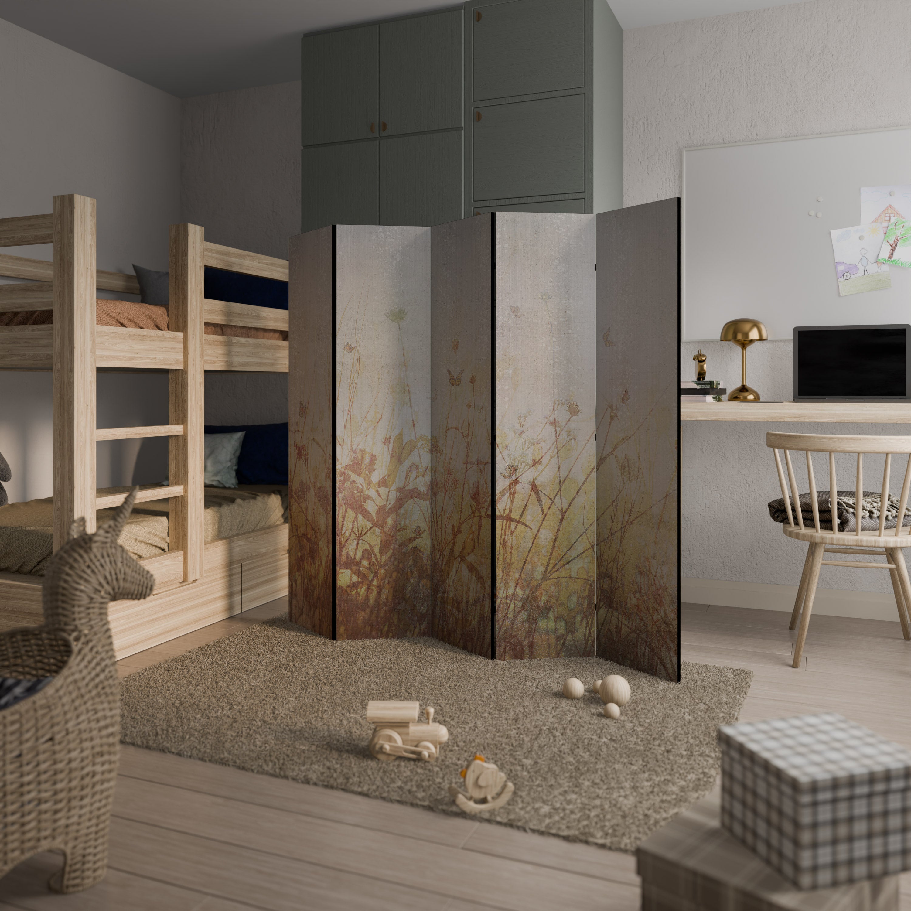 MEADOW BUTTERFLIES 5-Panel Room Divider