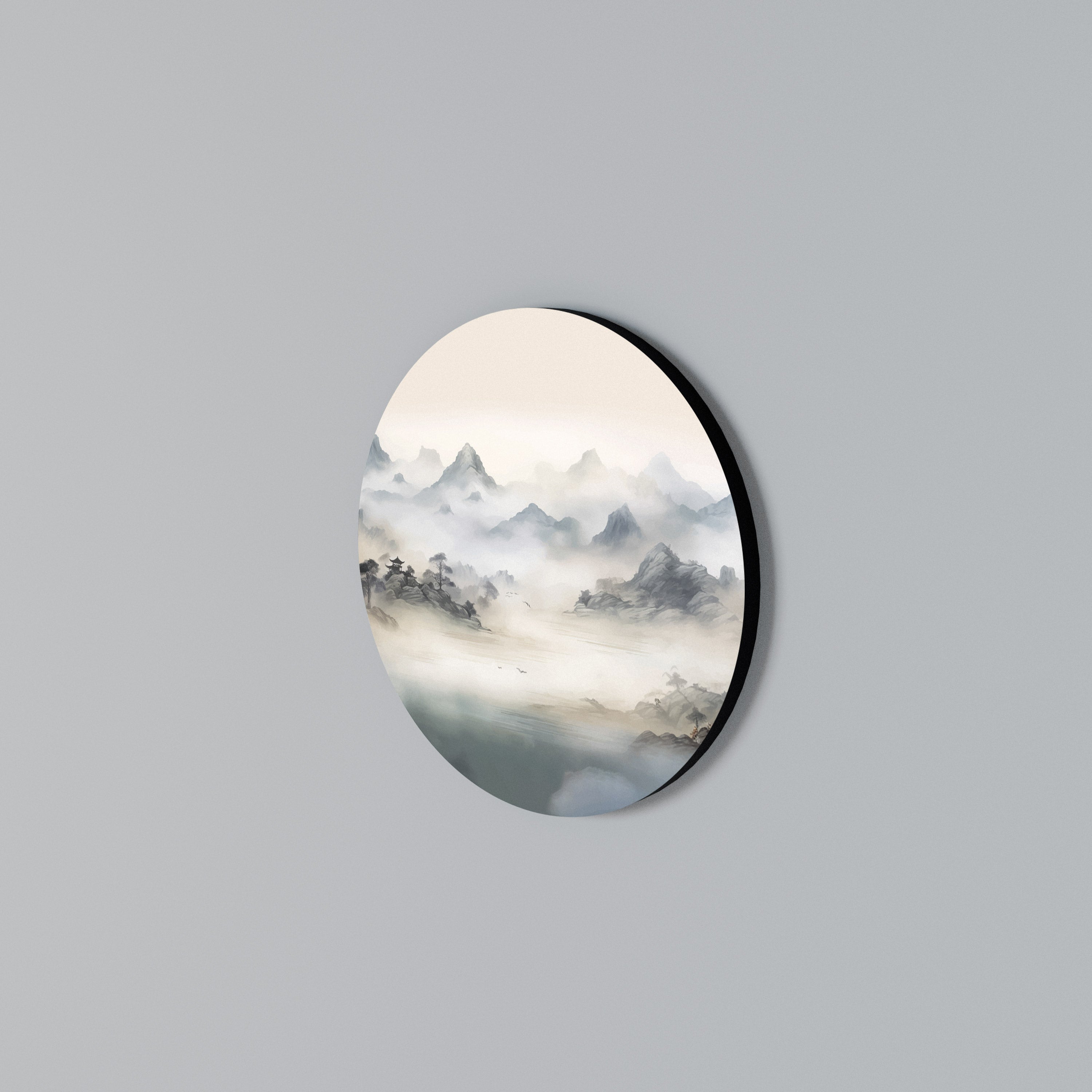 HIDDEN TEMPLE MIST Round Wall Art