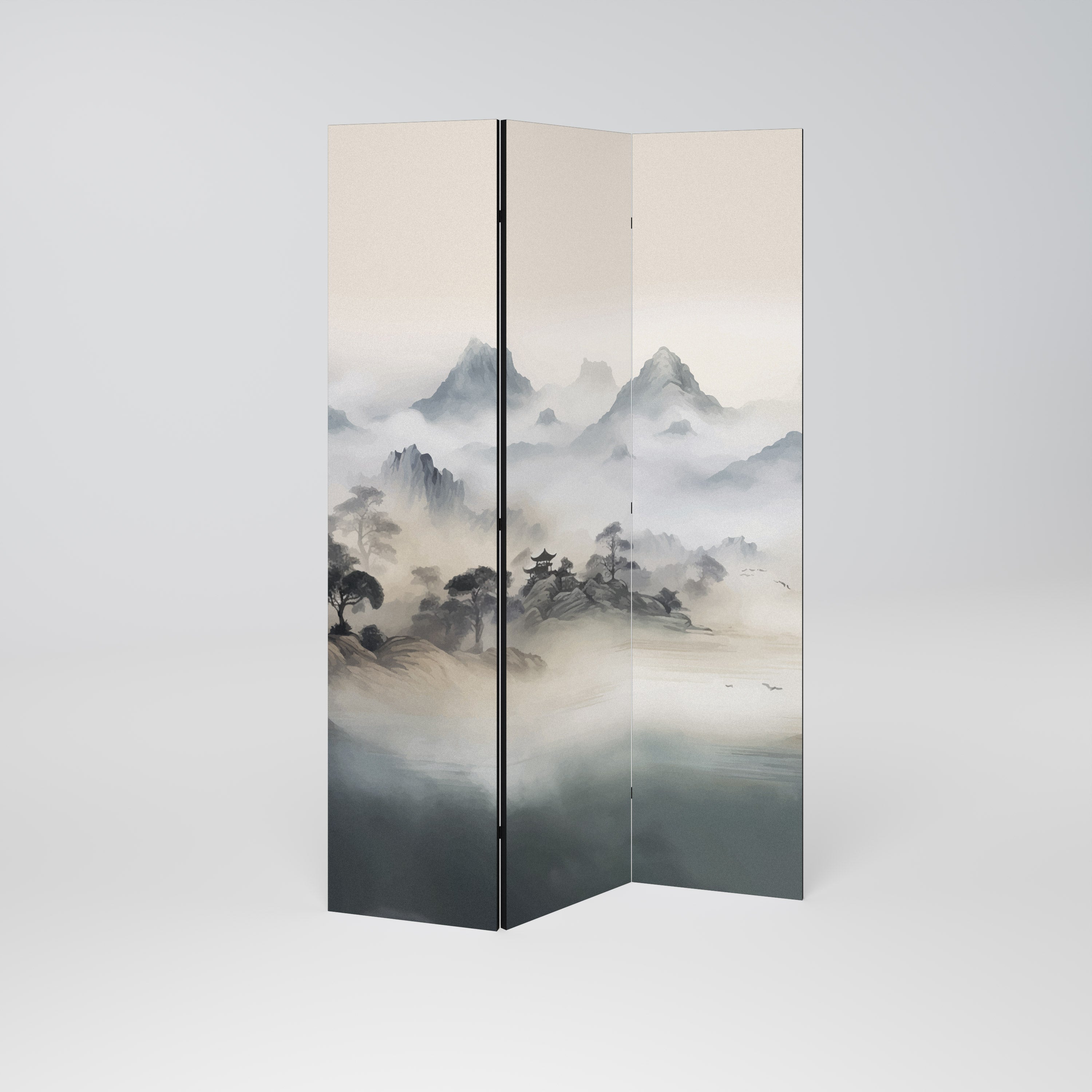 HIDDEN TEMPLE MIST 3-Panel Room Divider