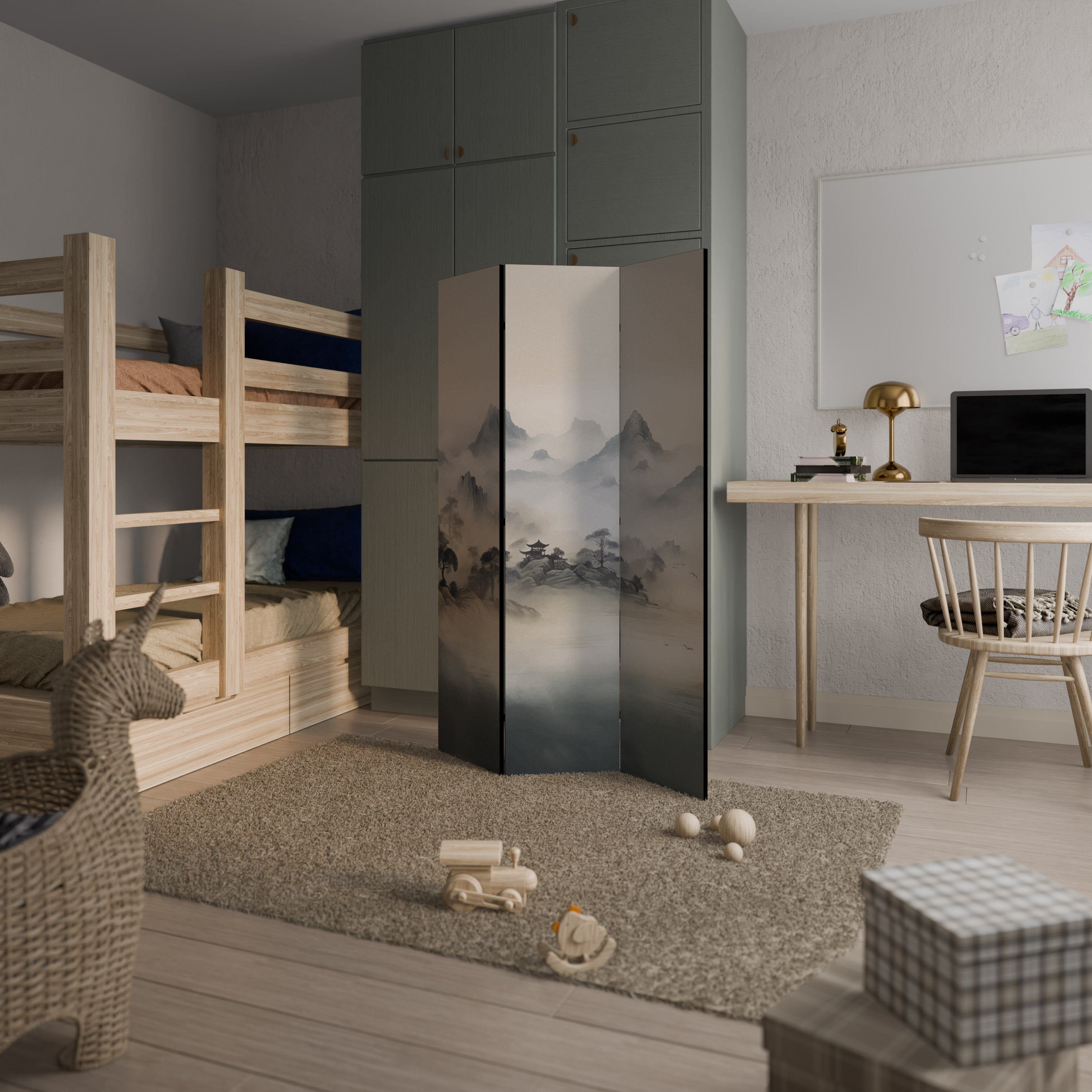 HIDDEN TEMPLE MIST 3dílný paraván