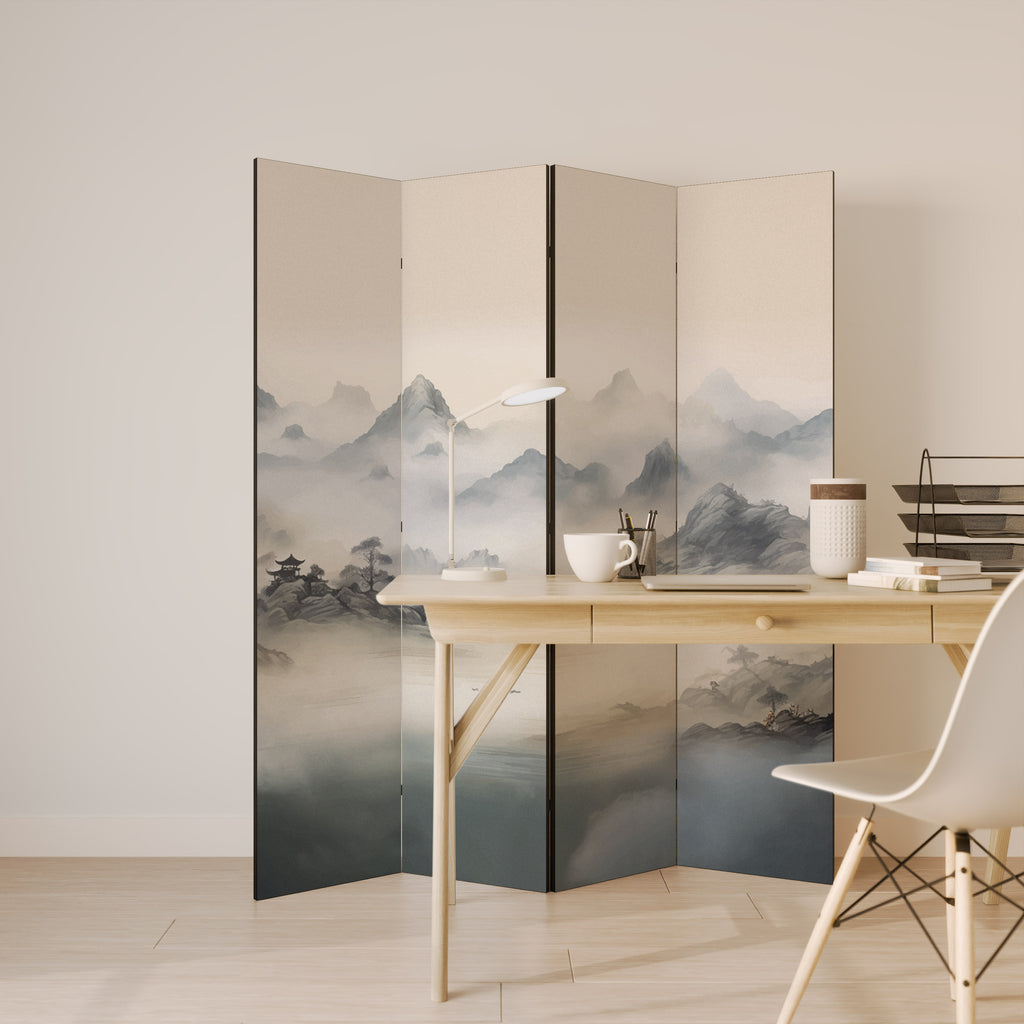 HIDDEN TEMPLE MIST 4-teiliger Paravent