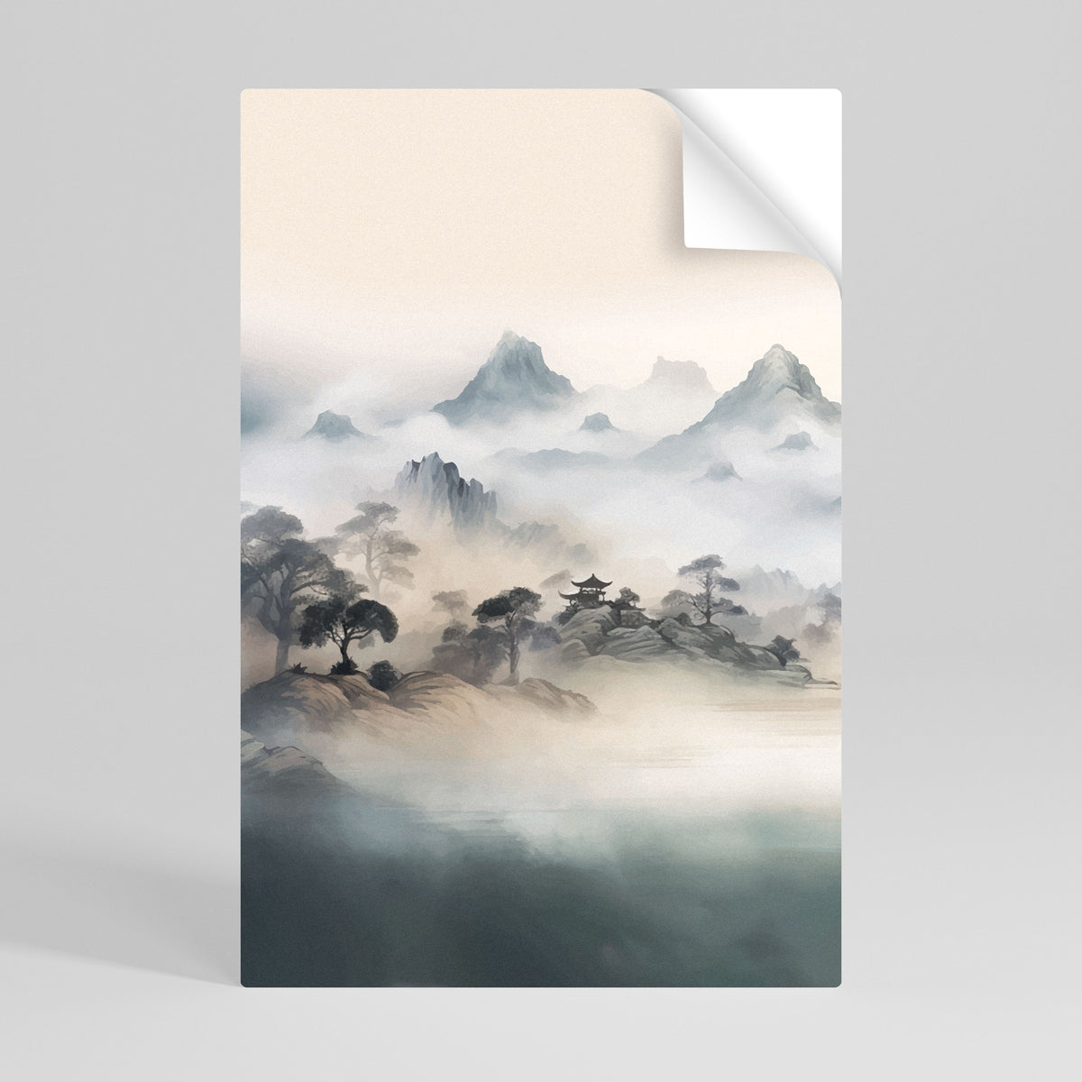 HIDDEN TEMPLE MIST Selbstklebendes Poster - Hochformat