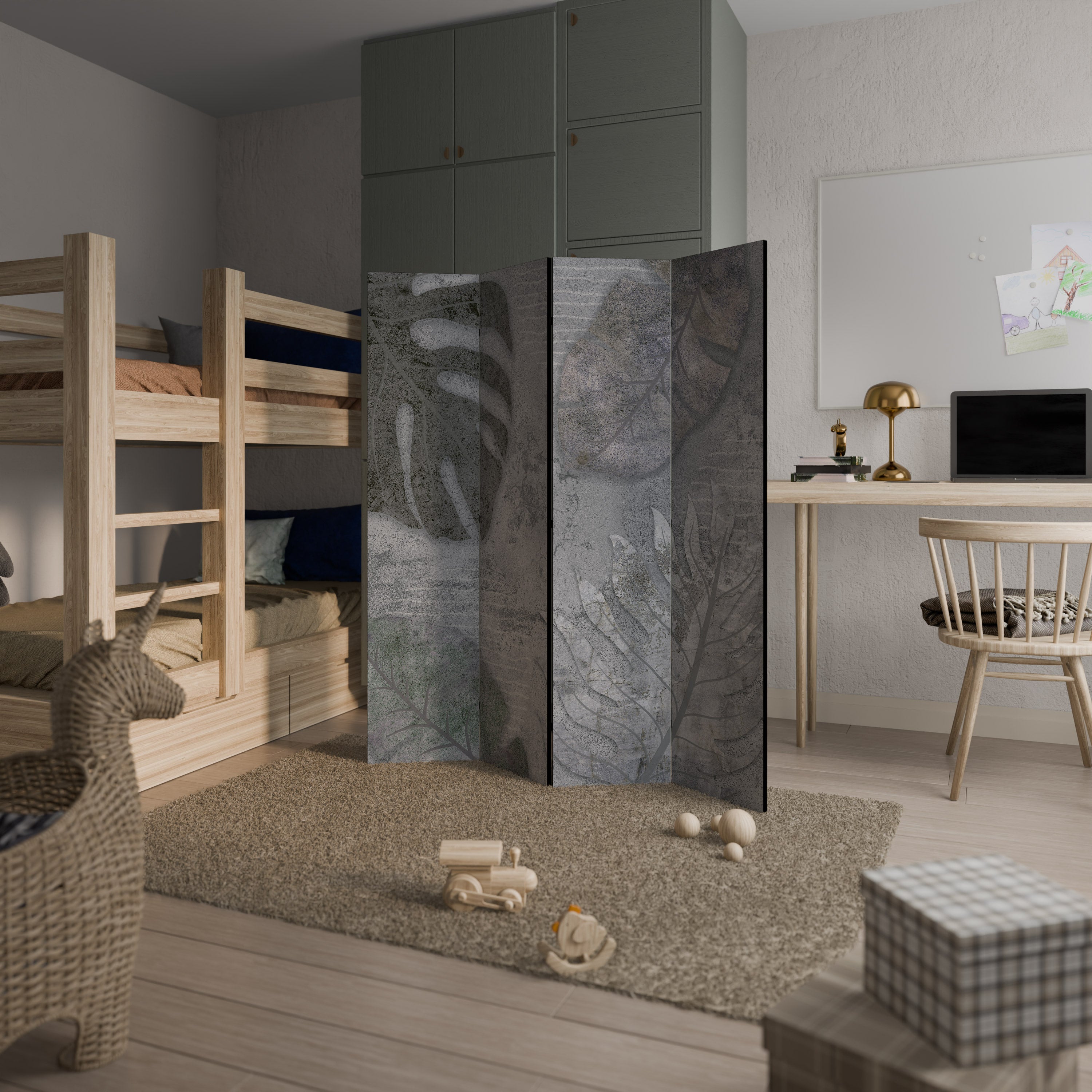 VINTAGE GREENERY 4-Panel Room Divider