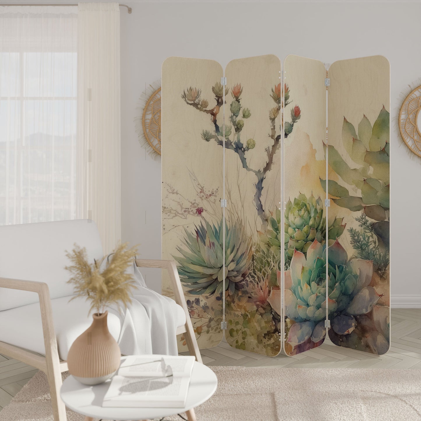 SECRET GARDEN 4-Panel Plywood Room Divider