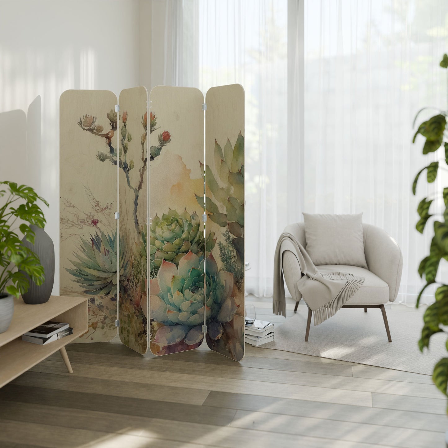 SECRET GARDEN 4-Panel Plywood Room Divider