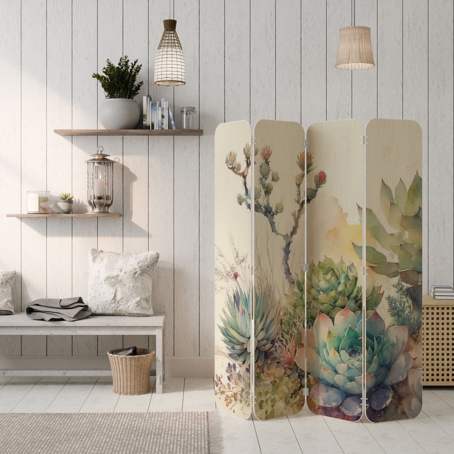 SECRET GARDEN 4-Panel Plywood Room Divider