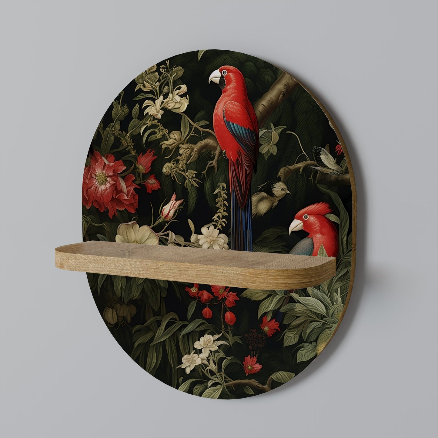 AVIAN BLOSSOMS Oval Art Shelf In Oak Effect