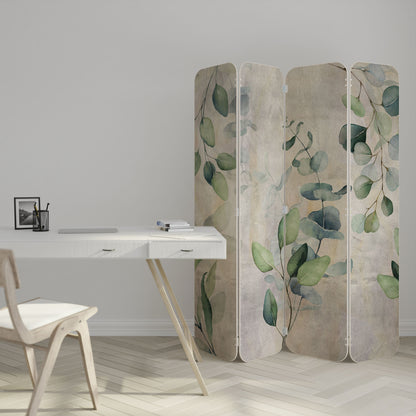 PEACEFUL SPRIGS 4-Panel Plywood Room Divider