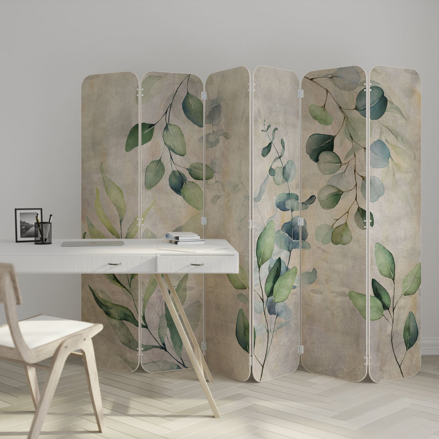 PEACEFUL SPRIGS 6-Panel Plywood Room Divider