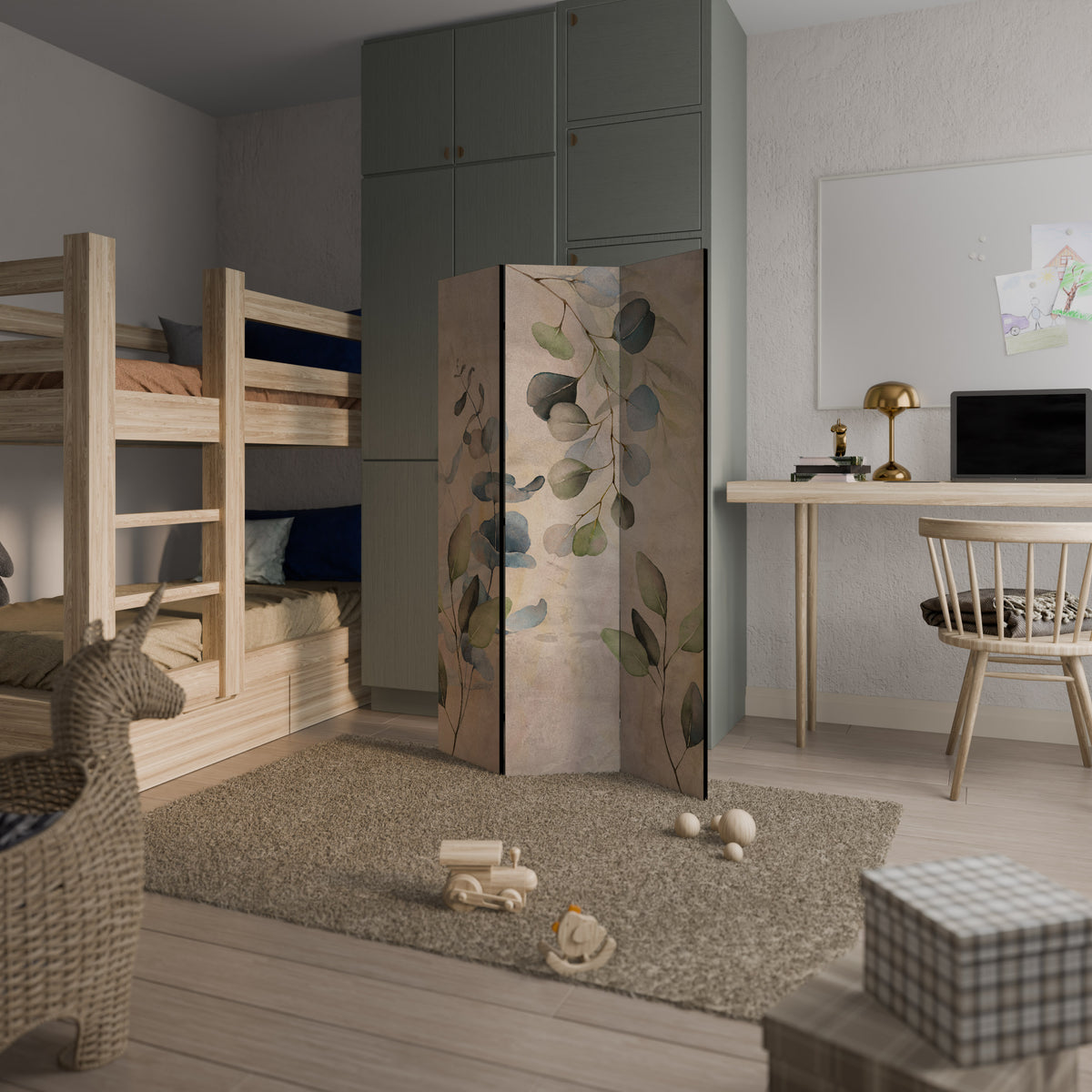 SOFT EARTHEN EMBRACE Biombo de 3 paneles