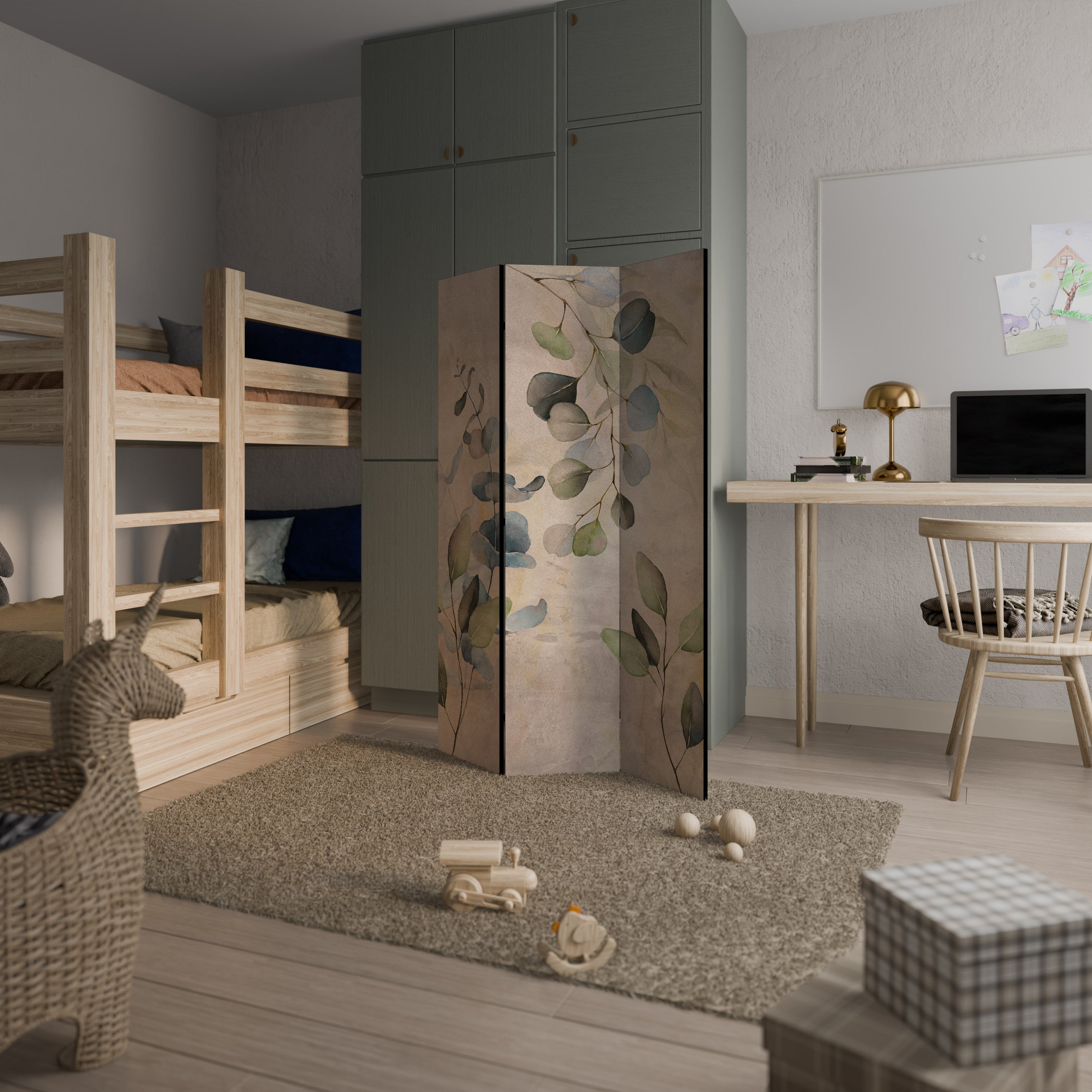 SOFT EARTHEN EMBRACE Dekorativ rumsavdelare – 3 paneler