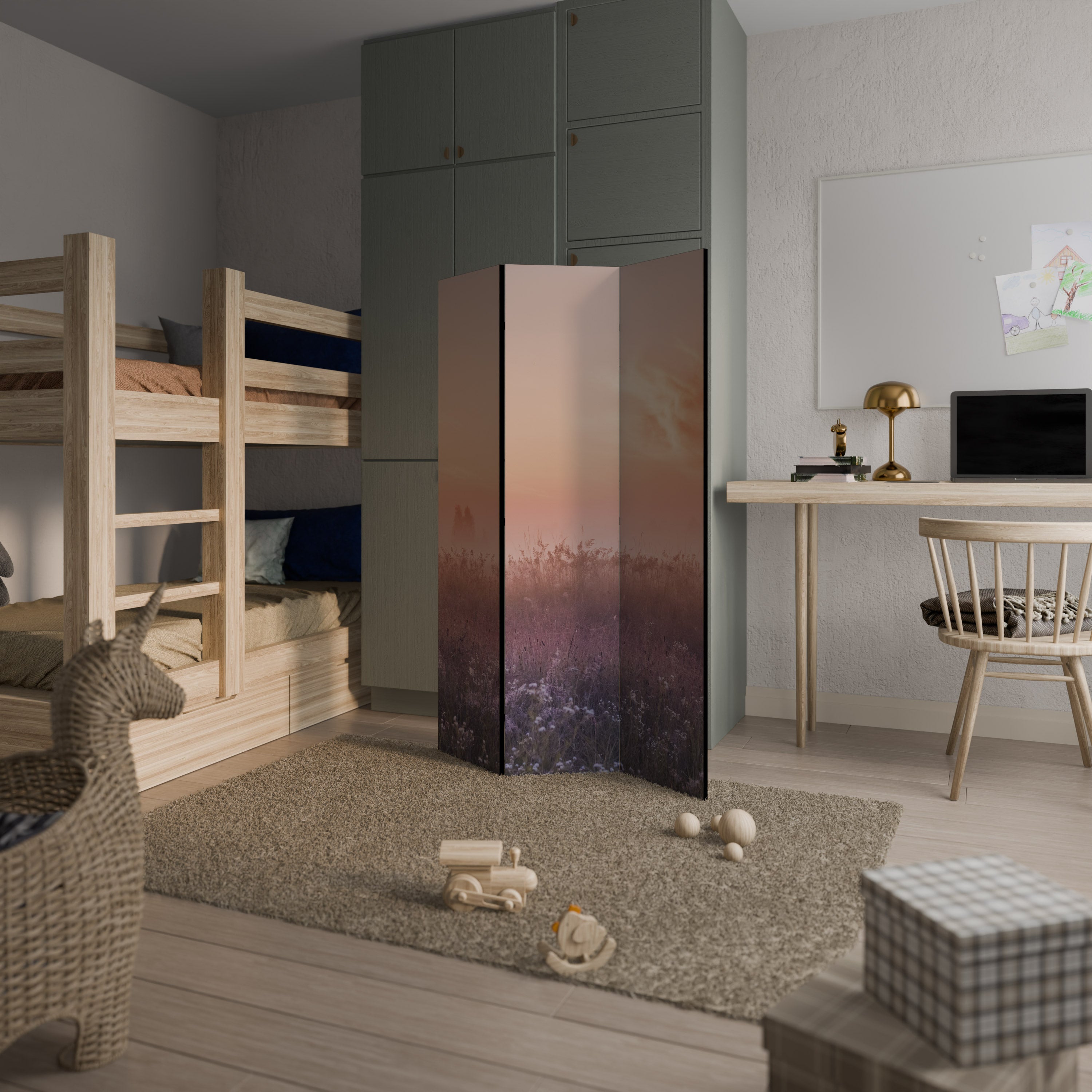 ENCHANTED MORNING VEIL Dekorativ rumsavdelare – 3 paneler