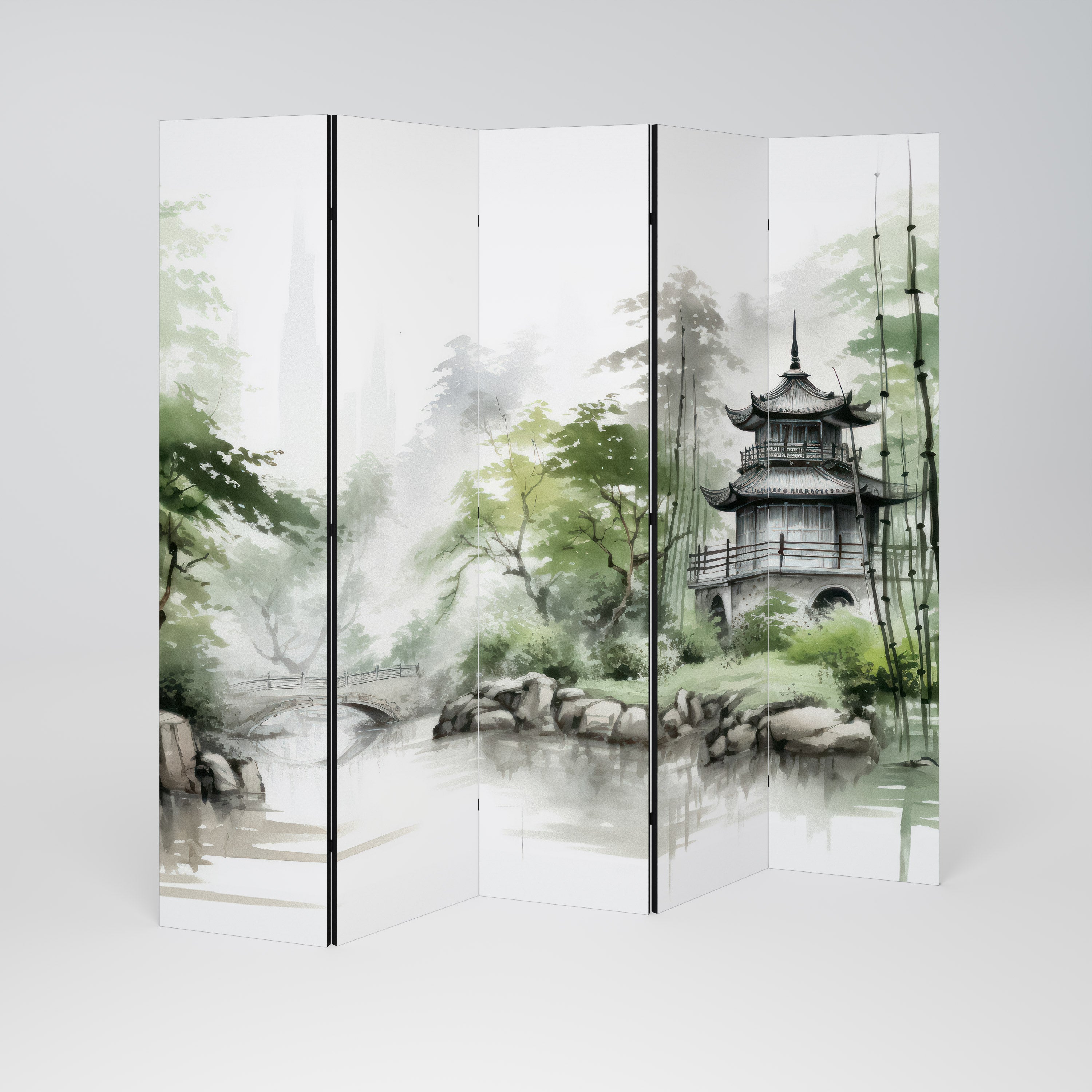 HARMONIOUS WATERSCAPE SCENE 5-Panel Room Divider