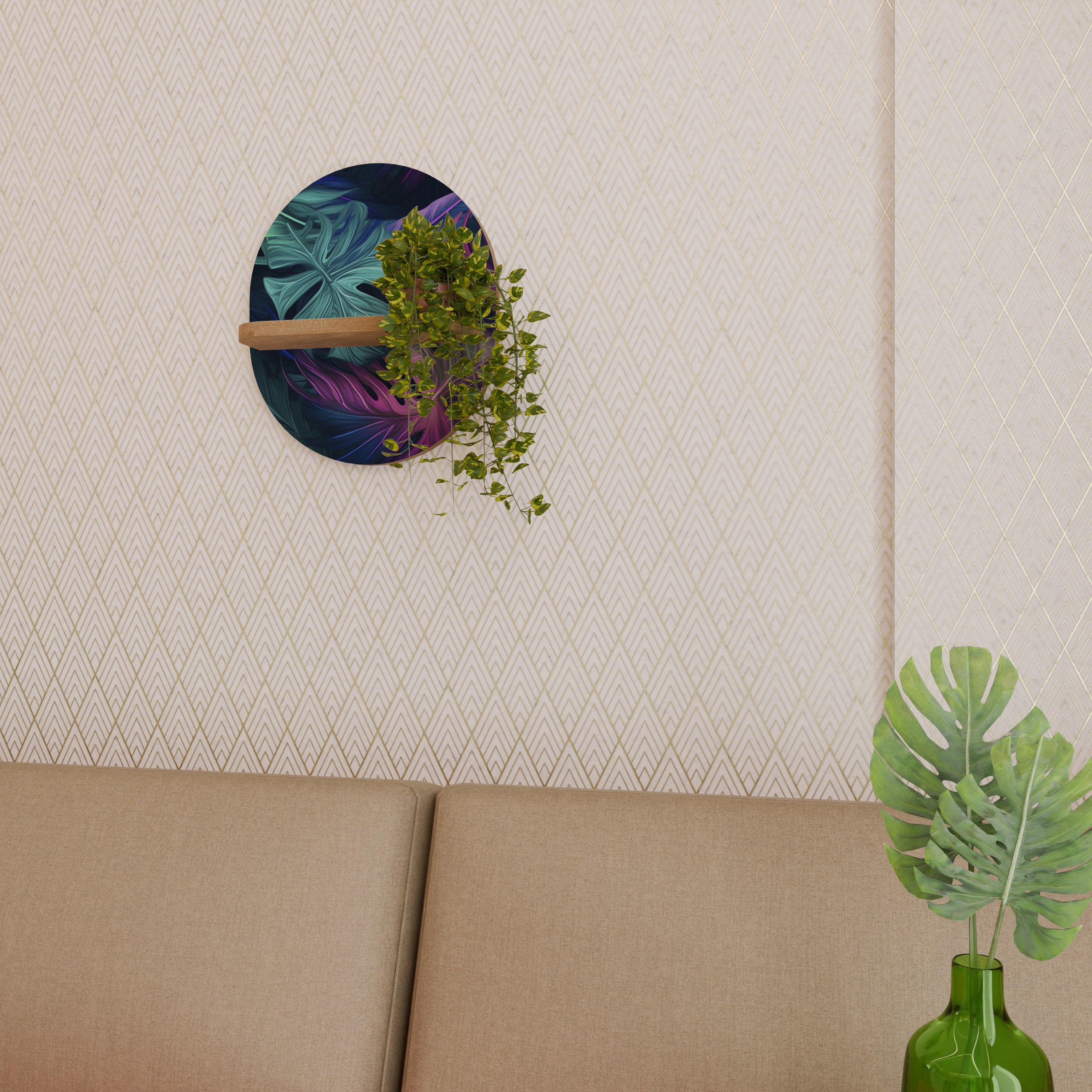 PSYCHODELIC MONSTERA Decorative Art Shelf