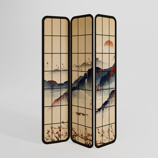 JAPANESE LANDSCAPE 3-Panel Plywood Room Divider