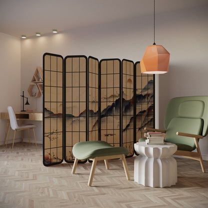 JAPANESE LANDSCAPE 6-Panel Plywood Room Divider