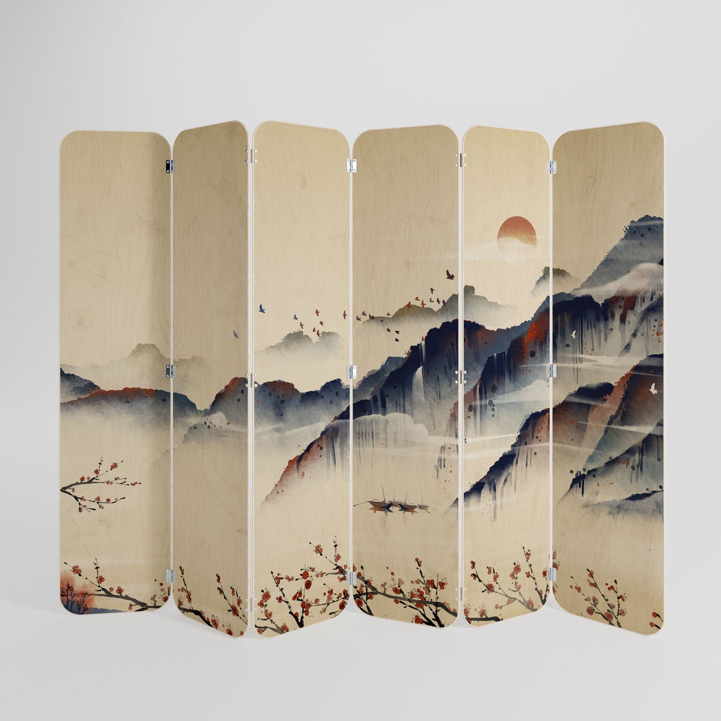 ORIENTAL LANDSCAPE 6-Panel Plywood Room Divider