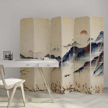 ORIENTAL LANDSCAPE 6-Panel Plywood Room Divider