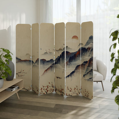 ORIENTAL LANDSCAPE 6-Panel Plywood Room Divider