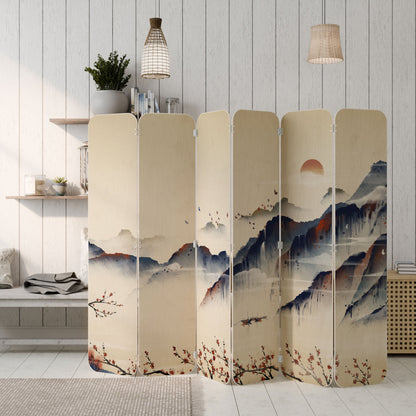 ORIENTAL LANDSCAPE 6-Panel Plywood Room Divider